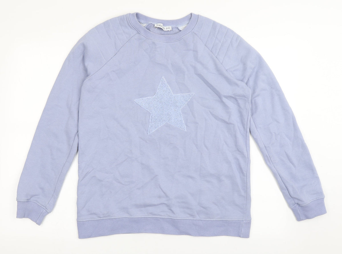 Additional front view of Gallery women’s blue pullover sweatshirt, size XS, pullover