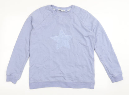 Additional front view of Gallery women’s blue pullover sweatshirt, size XS, pullover