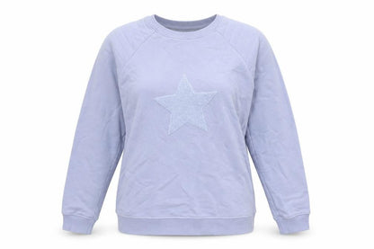 Front view of Gallery women’s blue pullover sweatshirt, size XS, pullover