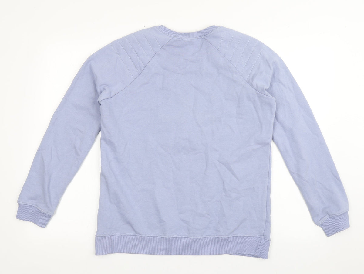 Back view of Gallery women’s blue pullover sweatshirt, size XS, pullover
