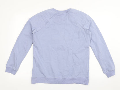 Back view of Gallery women’s blue pullover sweatshirt, size XS, pullover