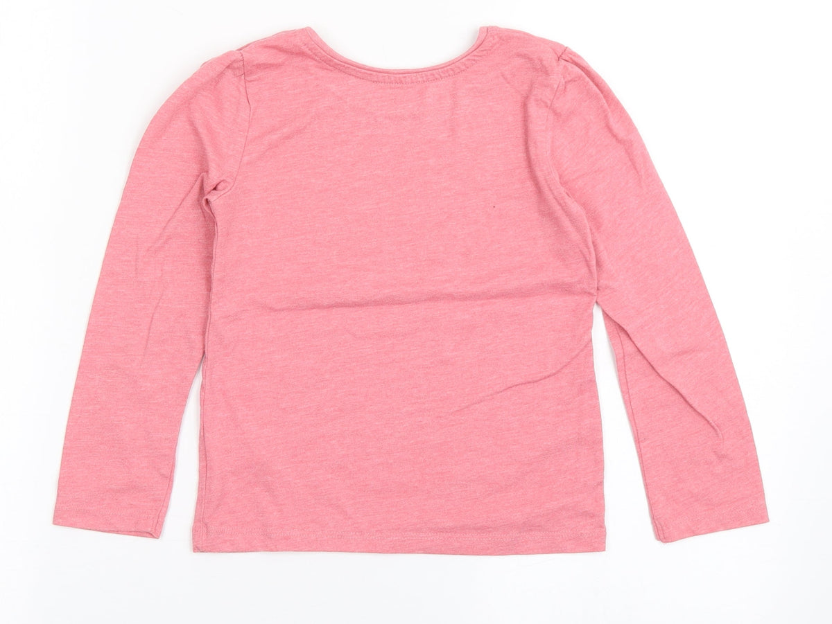 Back view of Young Dimension girls’ pink polyester basic t-shirt, size 5-6, years round neck pullover - sparkle