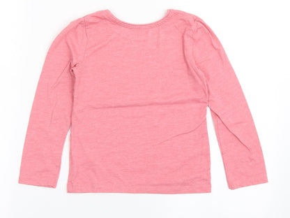 Back view of Young Dimension girls’ pink polyester basic t-shirt, size 5-6, years round neck pullover - sparkle