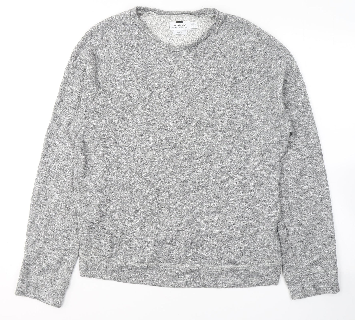 Topshop Mens Grey Round Neck  Cotton Pullover Jumper Size L