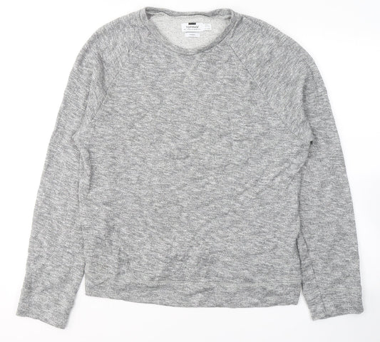 Topshop Mens Grey Round Neck  Cotton Pullover Jumper Size L