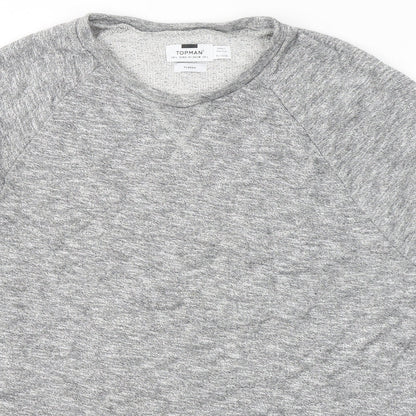Topshop Mens Grey Round Neck  Cotton Pullover Jumper Size L