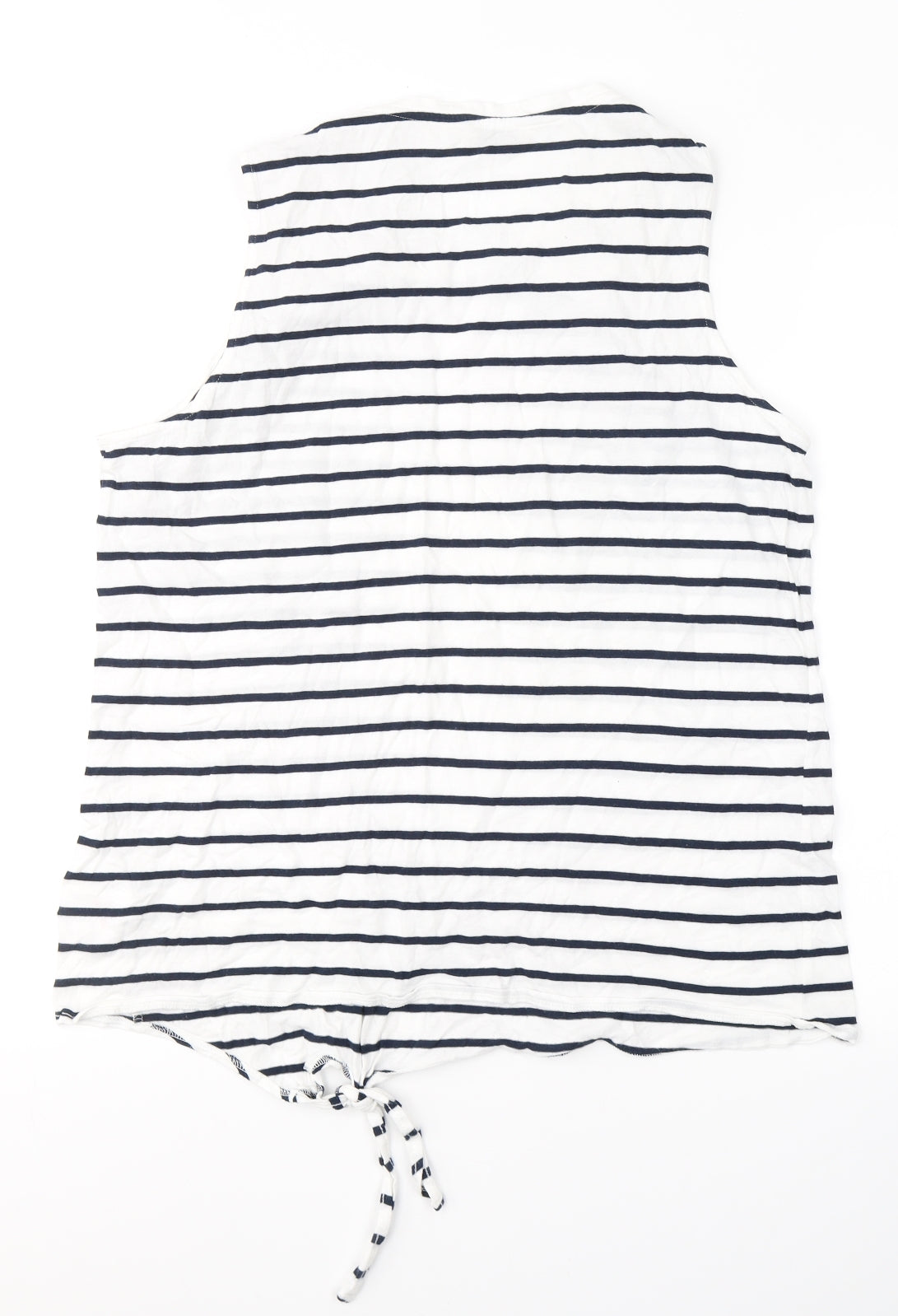 Papaya Womens White Striped Cotton Basic Tank Size 18 Round Neck