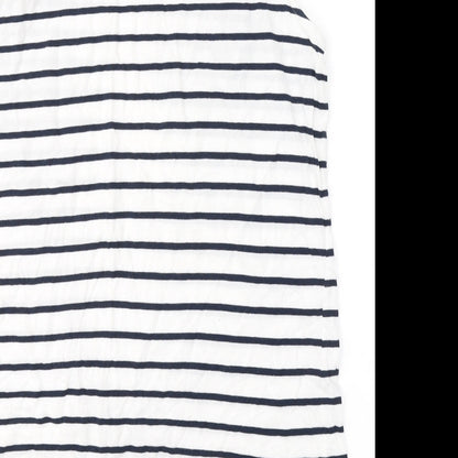 Papaya Womens White Striped Cotton Basic Tank Size 18 Round Neck