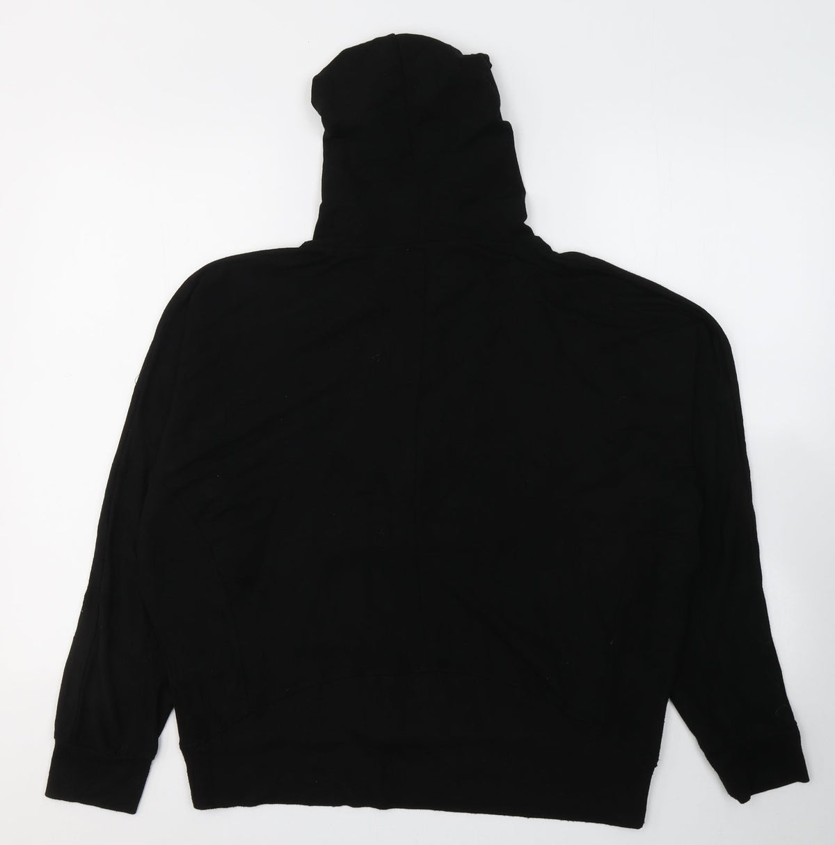 Back view of Cable & Gauge women’s black viscose pullover hoodie, size L, pullover