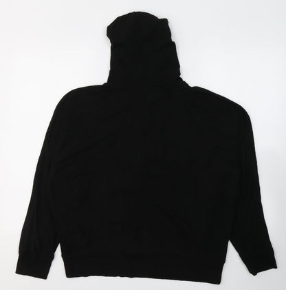 Back view of Cable & Gauge women’s black viscose pullover hoodie, size L, pullover