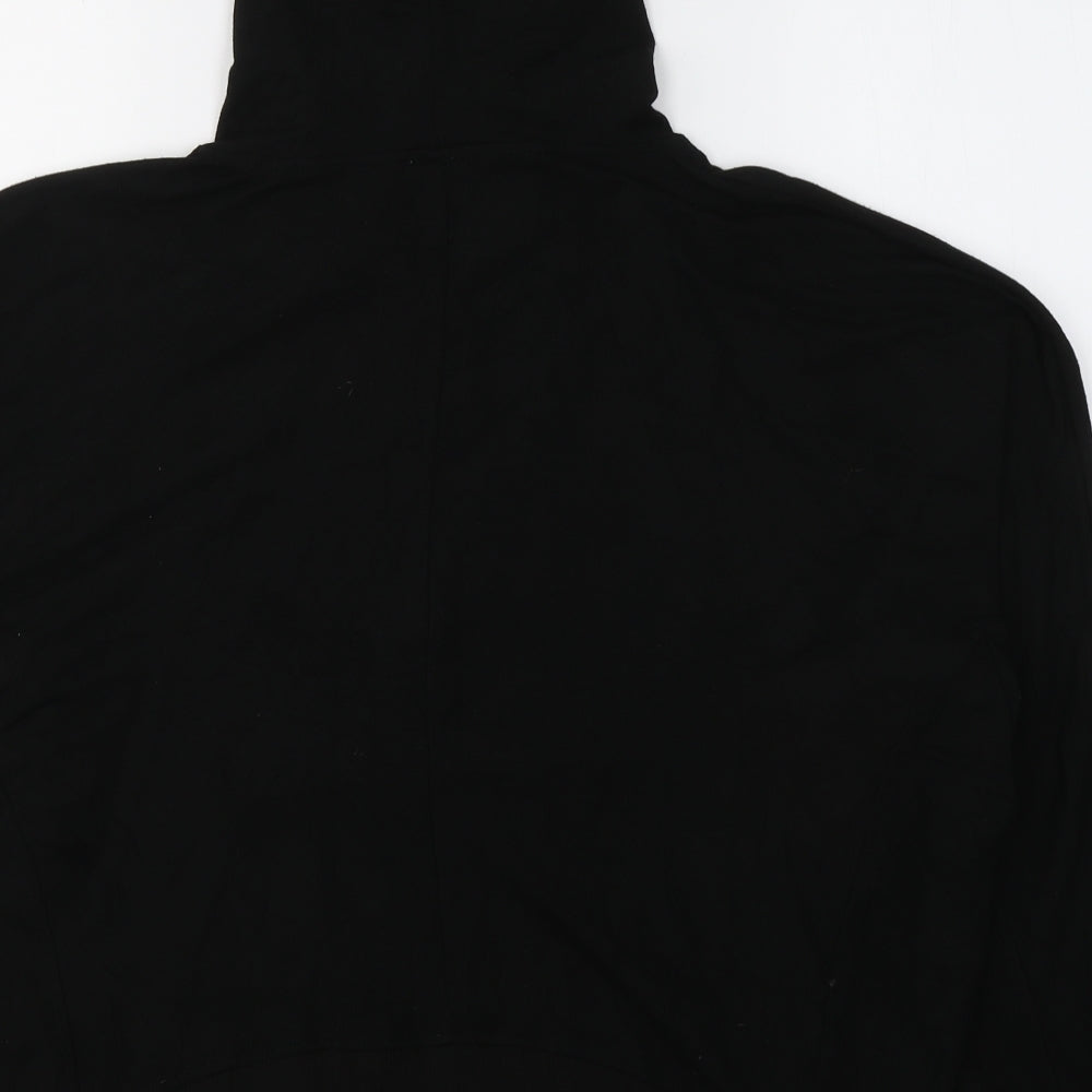 Brand and care label for Cable & Gauge women’s black viscose pullover hoodie, size L, pullover