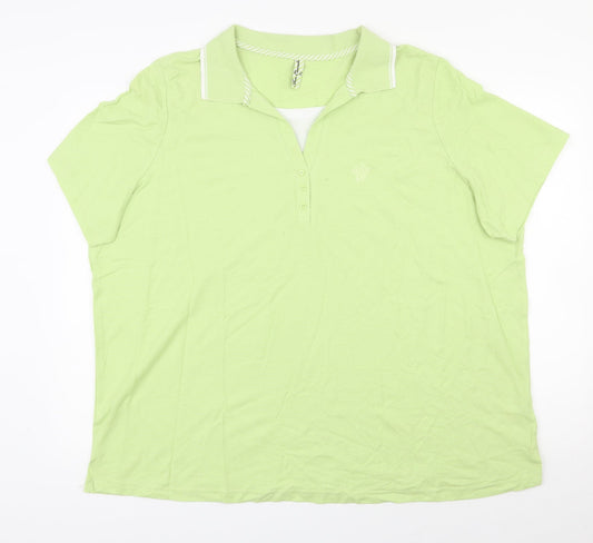 BM Casual Mens Green  100% Cotton  Polo Size XL Collared Button