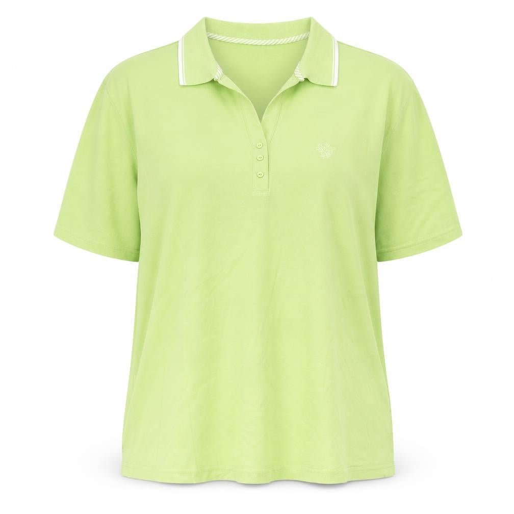 Front view of Bonmarché men’s green 100% cotton polo, size XL, collared button