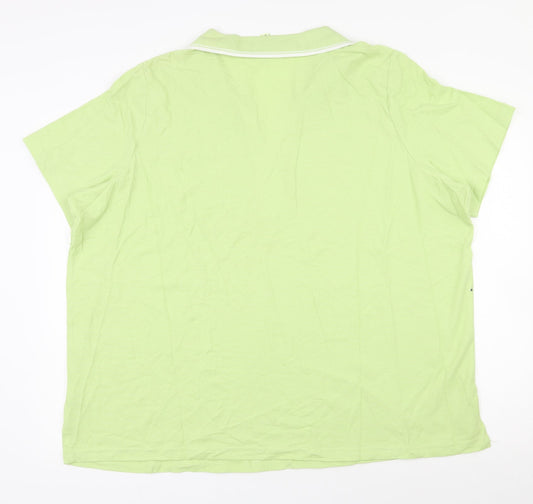 BM Casual Mens Green  100% Cotton  Polo Size XL Collared Button