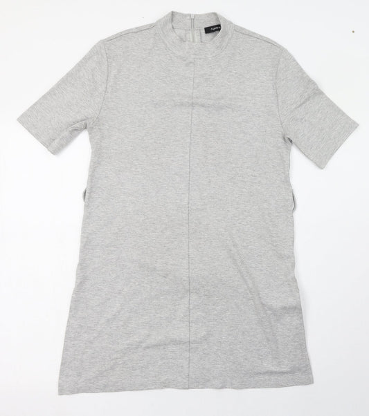 Autograph Womens Grey  Viscose T-Shirt Dress  Size 10  Round Neck Zip