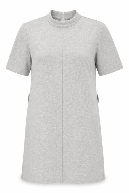 Front view of Autograph women’s grey viscose t-shirt dress, size UK 10, round neck zip