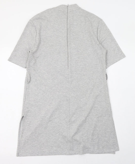 Autograph Womens Grey  Viscose T-Shirt Dress  Size 10  Round Neck Zip