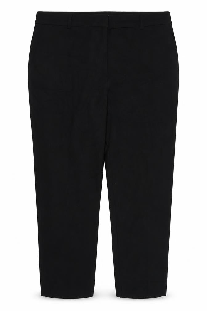 Front view of Marks & Spencer women’s black polyester trousers, size UK 14, 26-inch leg regular zip