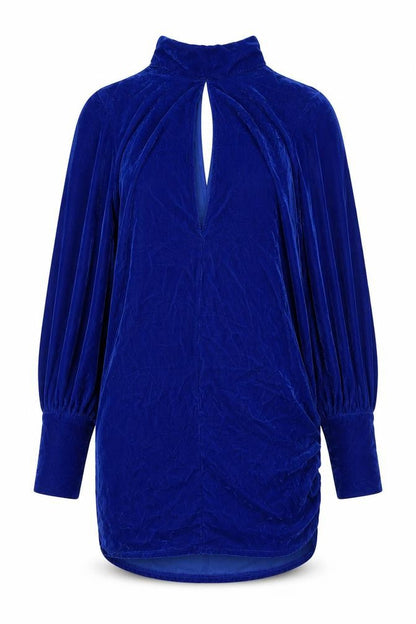 ASOS Womens Blue  Polyester Pencil Dress  Size 10  Mock Neck Button