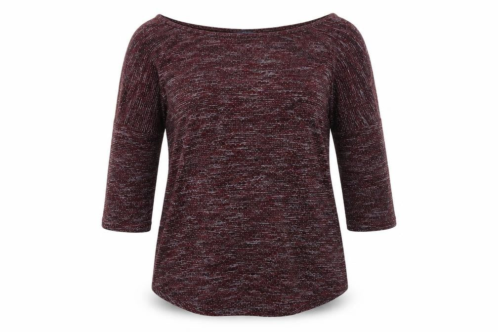 Front view of Marks & Spencer women’s purple viscose basic t-shirt, size UK 8, round neck