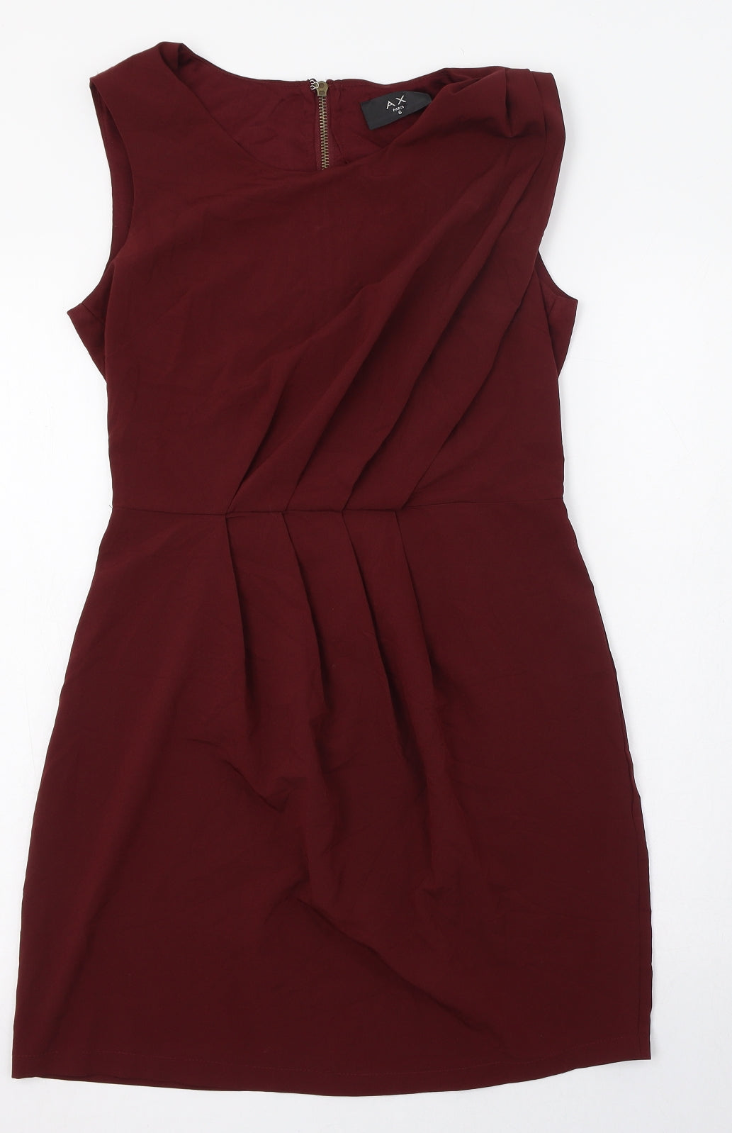 AX Paris Womens Red  Polyester Tank Dress  Size 8  Round Neck Zip