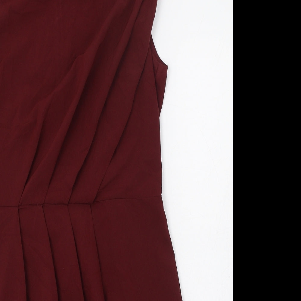 AX Paris Womens Red  Polyester Tank Dress  Size 8  Round Neck Zip