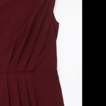 AX Paris Womens Red  Polyester Tank Dress  Size 8  Round Neck Zip