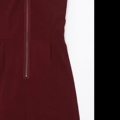 AX Paris Womens Red  Polyester Tank Dress  Size 8  Round Neck Zip