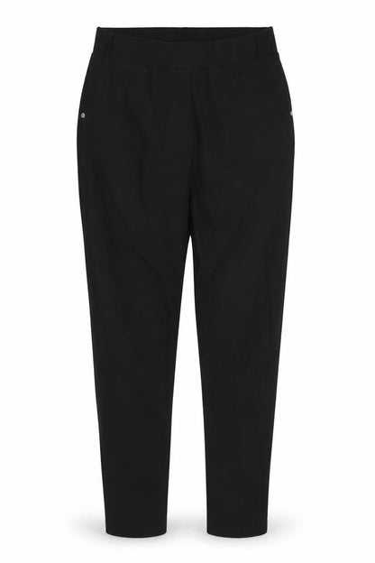 Front view of James Lakeland women’s black viscose carrot leggings, size UK 10, 28-inch leg