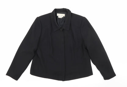 Additional front view of Maggy London women’s black jacket, size UK 10, button