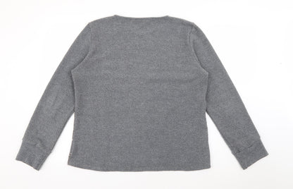 Carla Conti Womens Grey Round Neck Striped Polyester Pullover Jumper Size XL