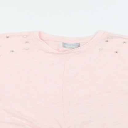 Matalan Girls Pink Crew Neck  Viscose Pullover Jumper Size 10 Years