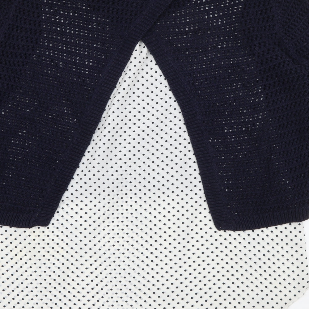 TU Womens Blue Crew Neck Polka Dot Cotton Pullover Jumper Size 10