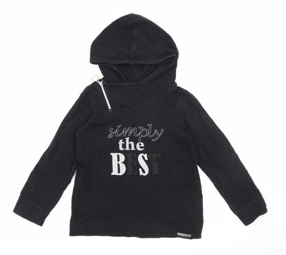 Coccodrillo Girls Black  Cotton Pullover Hoodie Size 11 Years  Zip