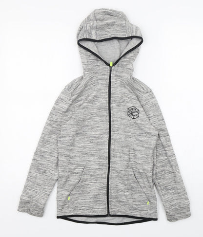 f7f Boys Grey  Cotton Full Zip Hoodie Size 9-10 Years  Zip