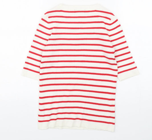 F&F Womens Multicoloured Round Neck Striped Viscose Pullover Jumper Size 10