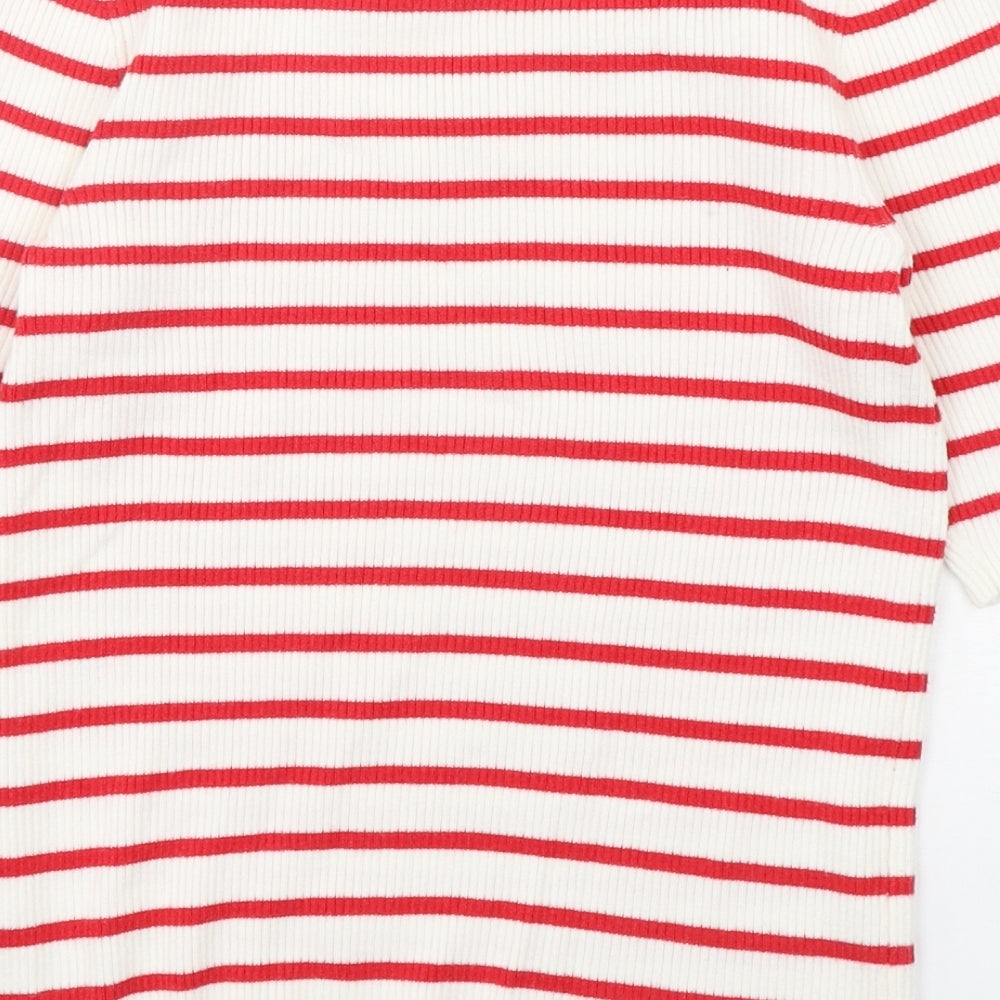 F&F Womens Multicoloured Round Neck Striped Viscose Pullover Jumper Size 10