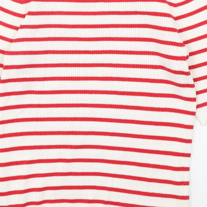 F&F Womens Multicoloured Round Neck Striped Viscose Pullover Jumper Size 10