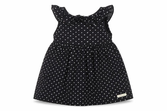 Yellowsub Girls Black Polka Dot Cotton A-Line  Size 6-9 Months  Round Neck Pullover