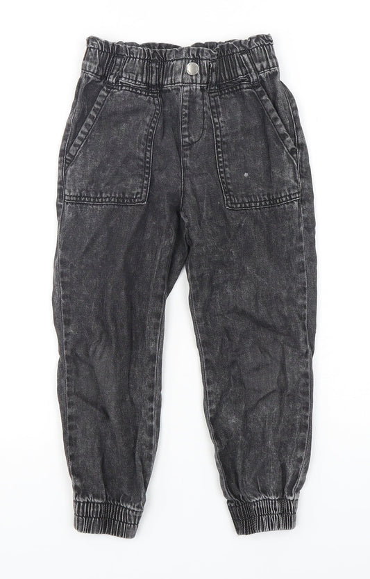 F&F Girls Black  Cotton Straight Jeans Size 5-6 Years  Regular