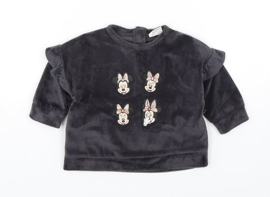 Disney Baby Girls Grey  Polyester Pullover Jumper Size 0-3 Months  Pullover - Minnie Mouse