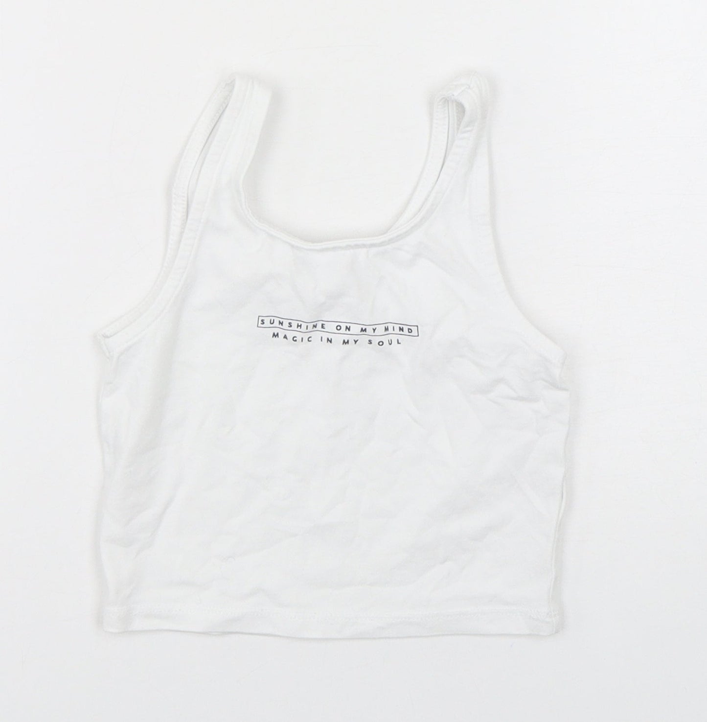 George Girls White  Cotton Cropped Tank Size 5-6 Years Round Neck Pullover