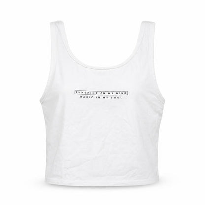 Front view of George girls’ white cotton cropped tank, size 5-6, years round neck pullover