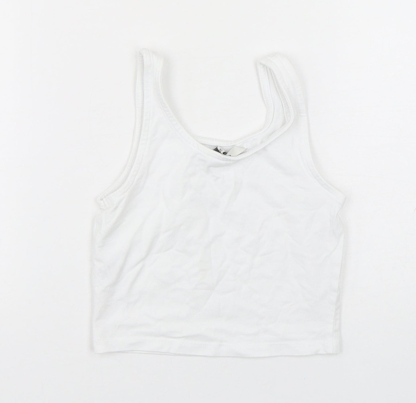 George Girls White  Cotton Cropped Tank Size 5-6 Years Round Neck Pullover