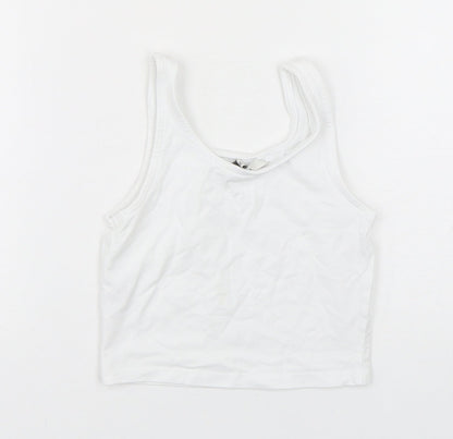 George Girls White  Cotton Cropped Tank Size 5-6 Years Round Neck Pullover
