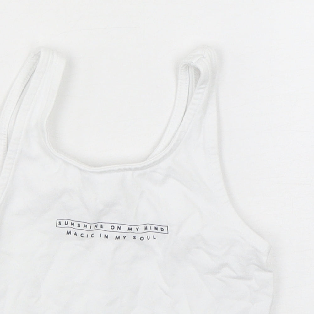 George Girls White  Cotton Cropped Tank Size 5-6 Years Round Neck Pullover