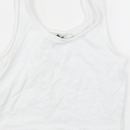 George Girls White  Cotton Cropped Tank Size 5-6 Years Round Neck Pullover