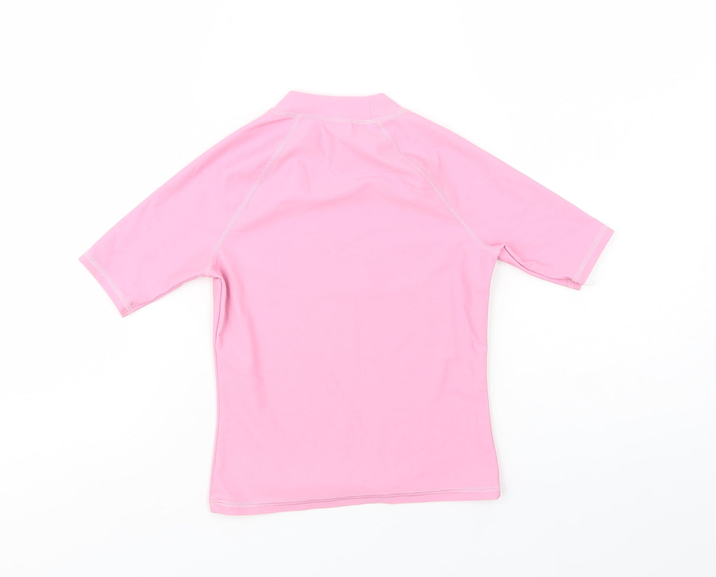 Marks Girls Pink  Polyamide Pullover T-Shirt Size 6-7 Years Mock Neck Pullover
