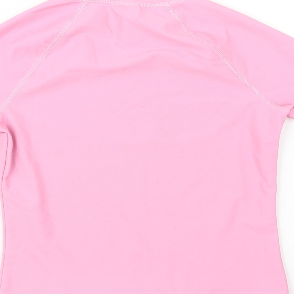 Marks Girls Pink  Polyamide Pullover T-Shirt Size 6-7 Years Mock Neck Pullover