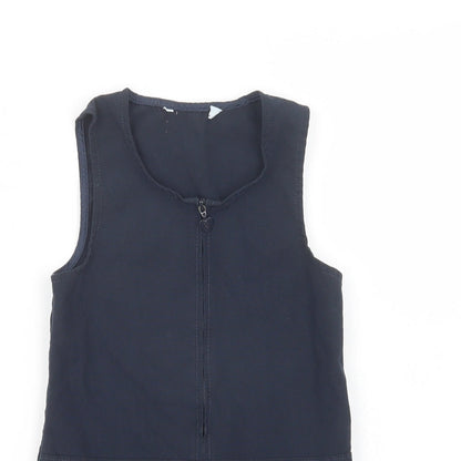Marks and Spencer Girls Blue  Polyester Pinafore/Dungaree Dress  Size 3-4 Years  Scoop Neck Zip - School Wear